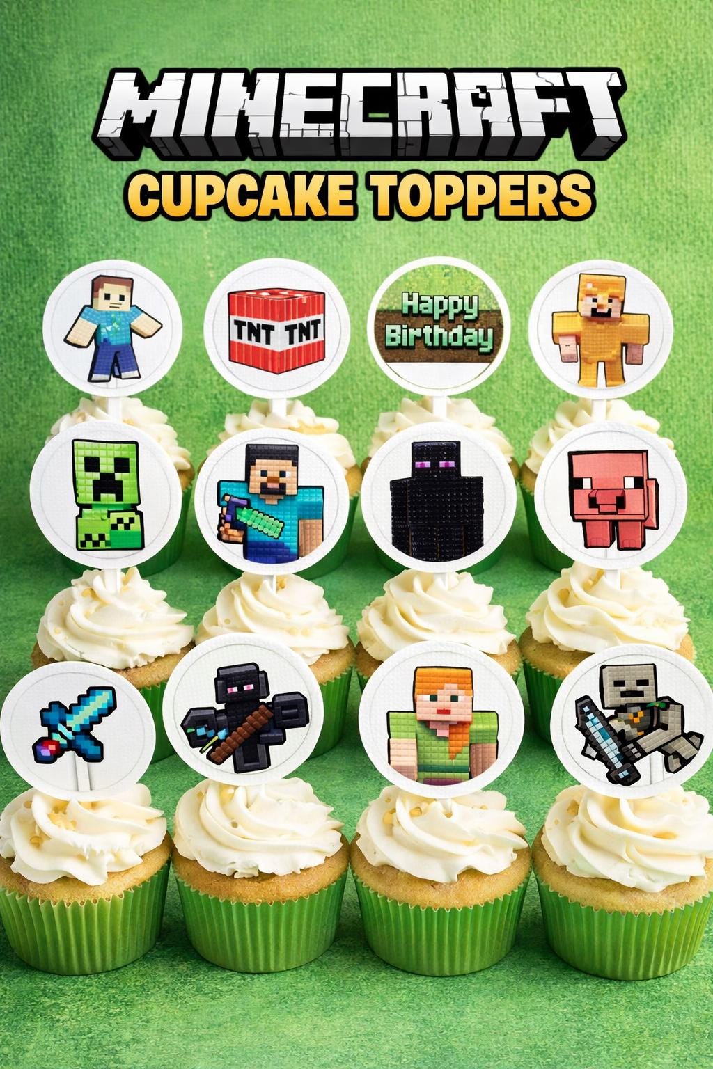 Boys Birthday Cupcake Toppers Printable | Gamer Birthday Party Decorations | Instant Download