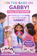 Pin the ears on Gabby party game- Gabby’s party game.