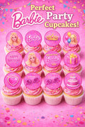 Pink party Cupcake Toppers Printable | Girls Birthday Party Decorations| Instant Download