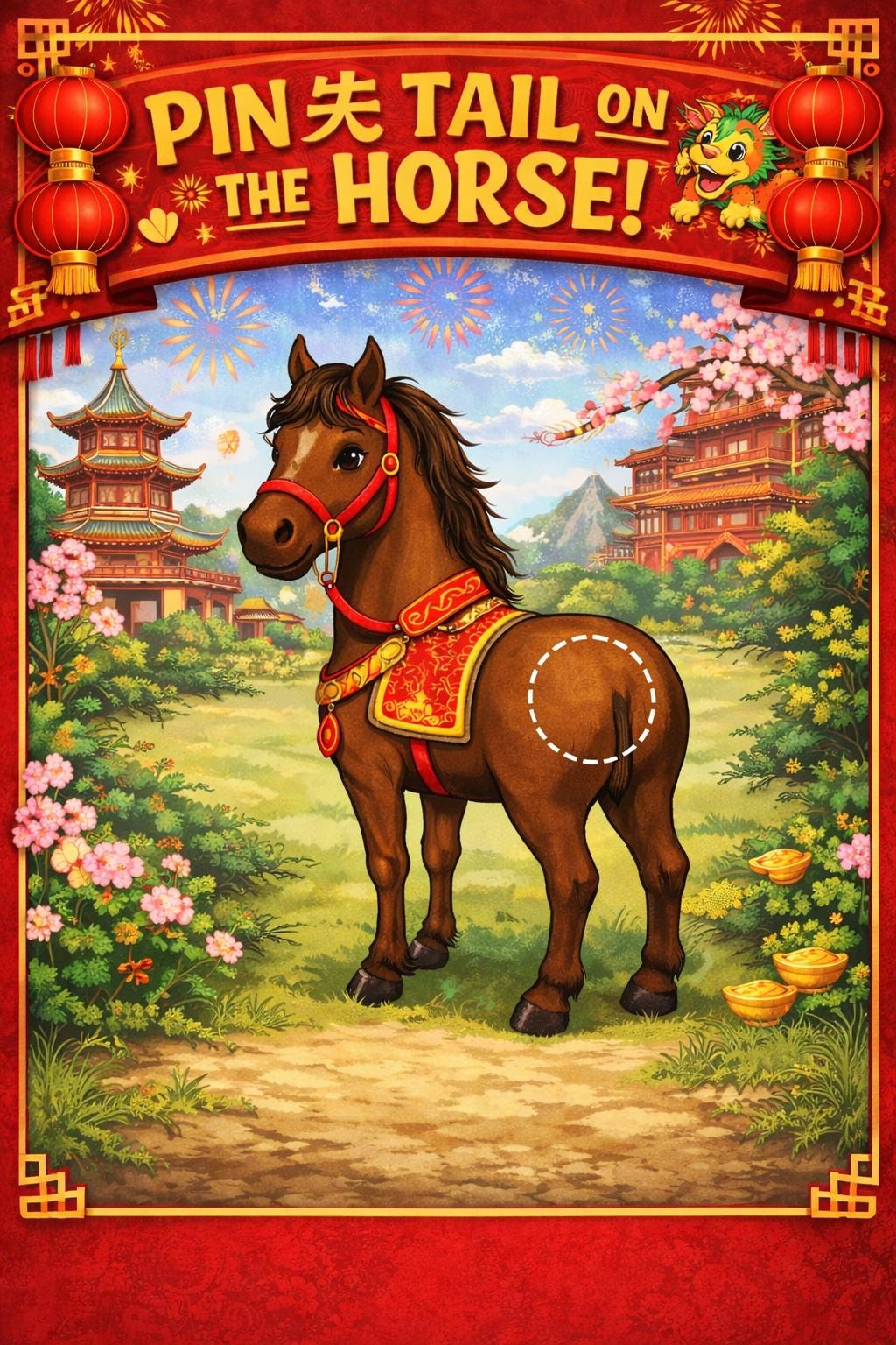 Pin the Tail on the Horse – Chinese New Year Party Game Printable