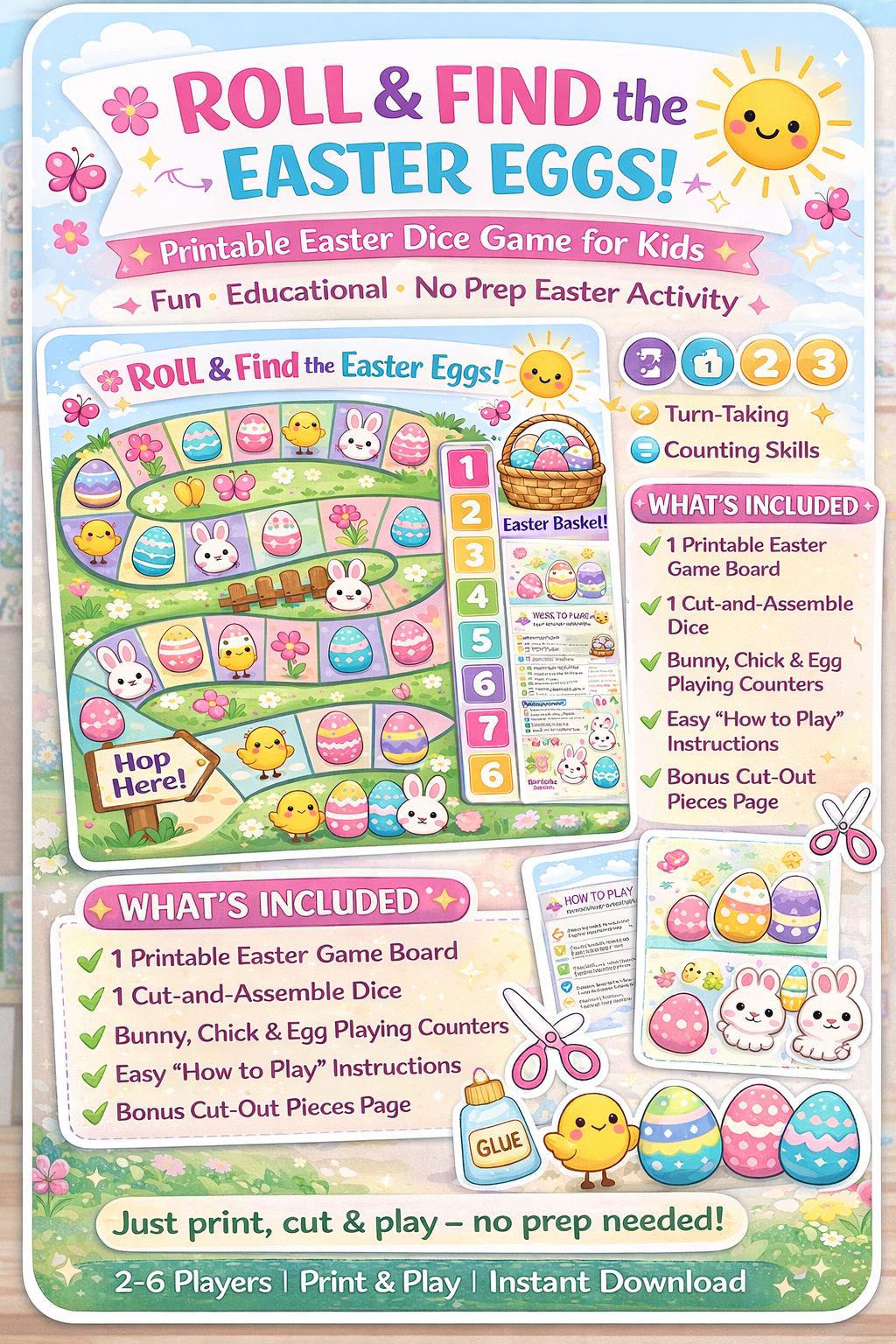 Preschool Easter Activity- dice game for kids