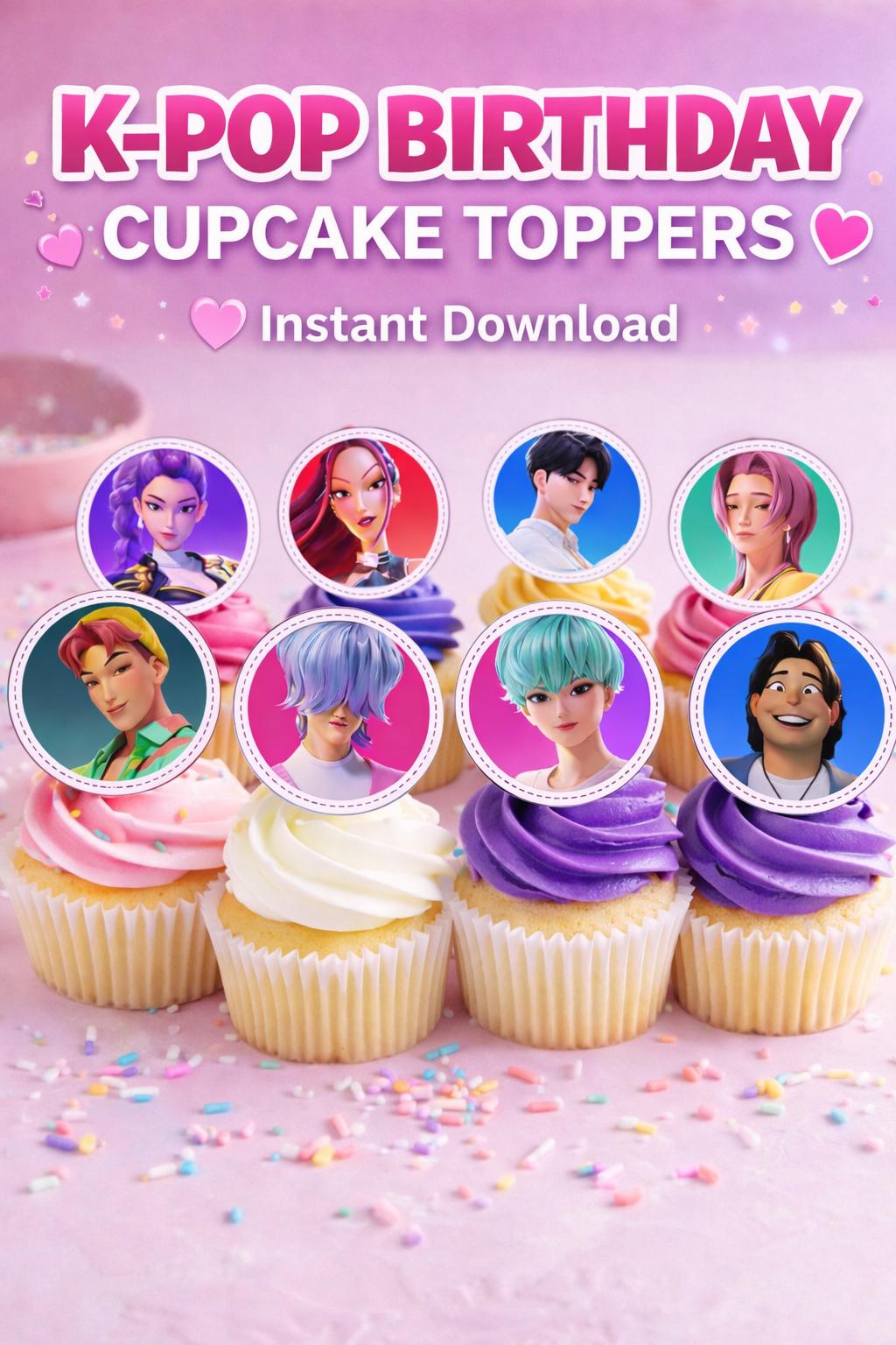 Demon pop Birthday Cupcake Toppers | Printable Party Decor (Instant Download)