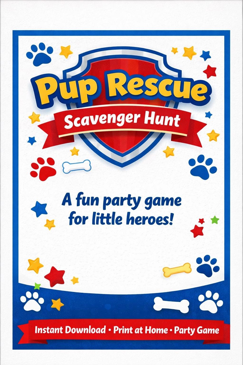 Party Game- Rescue Pups Scavenger Hunt  | Kids Party Activity | Printable  Instant Download
