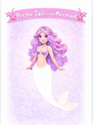 Mermaid Pin the Tail Party Game Printable | Kids Birthday Game | Instant Download