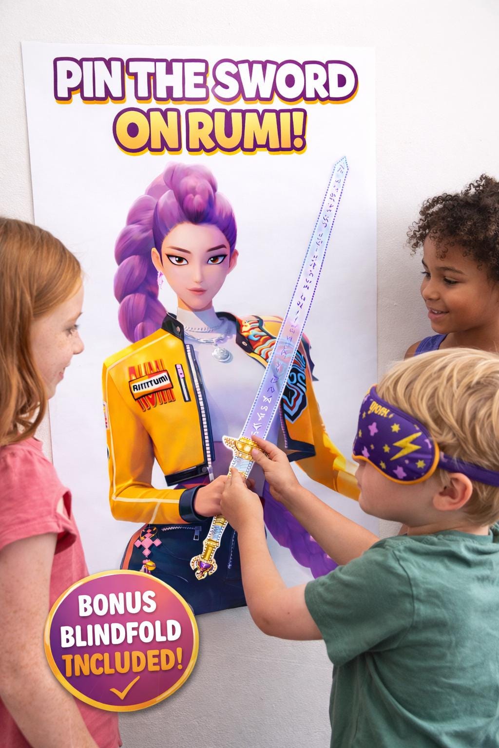 Pin the Sword on Rumie Party Game | Kids Birthday Activity (Instant Download)