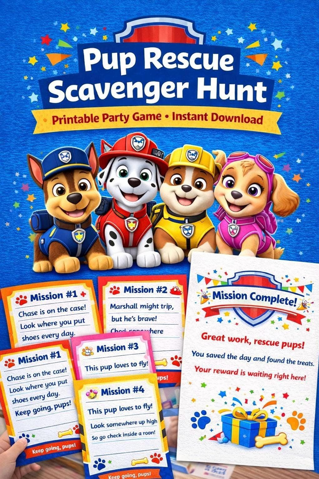 Party Game- Rescue Pups Scavenger Hunt  | Kids Party Activity | Printable  Instant Download
