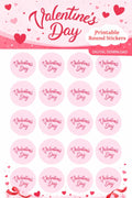 Valentine’s Day Round Stickers Printable | Digital Download | Printable Valentine Labels