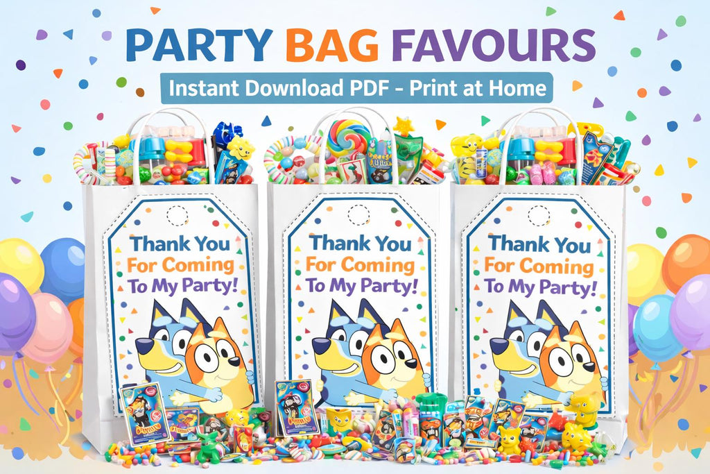 Blue Dog - Thank You Tags Printable | Kids Party Favour Tags | Instant Download