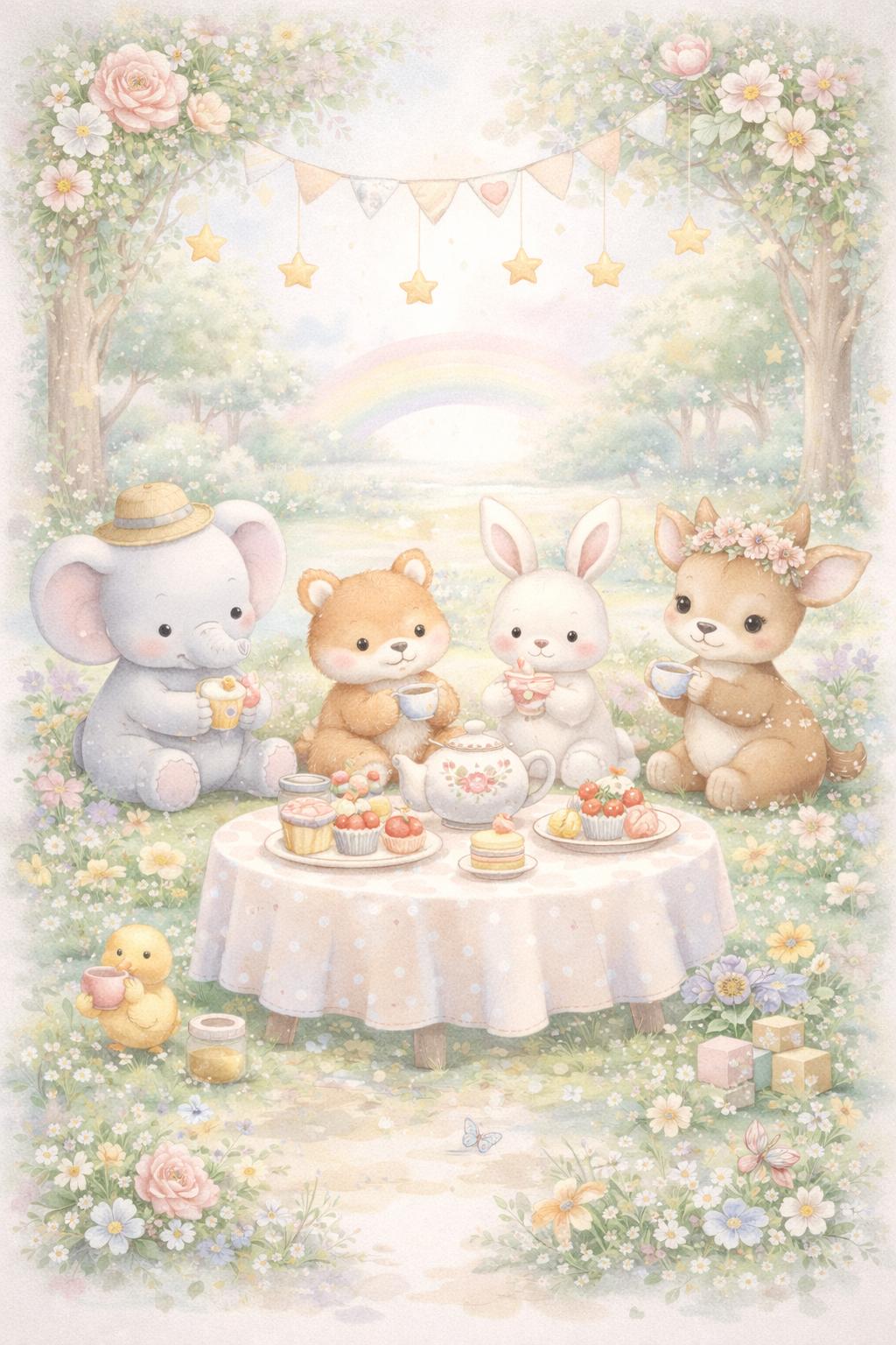 Pastel Animal Nursery Print Set, Baby Room Decor (A2 & A4 Digital Download)