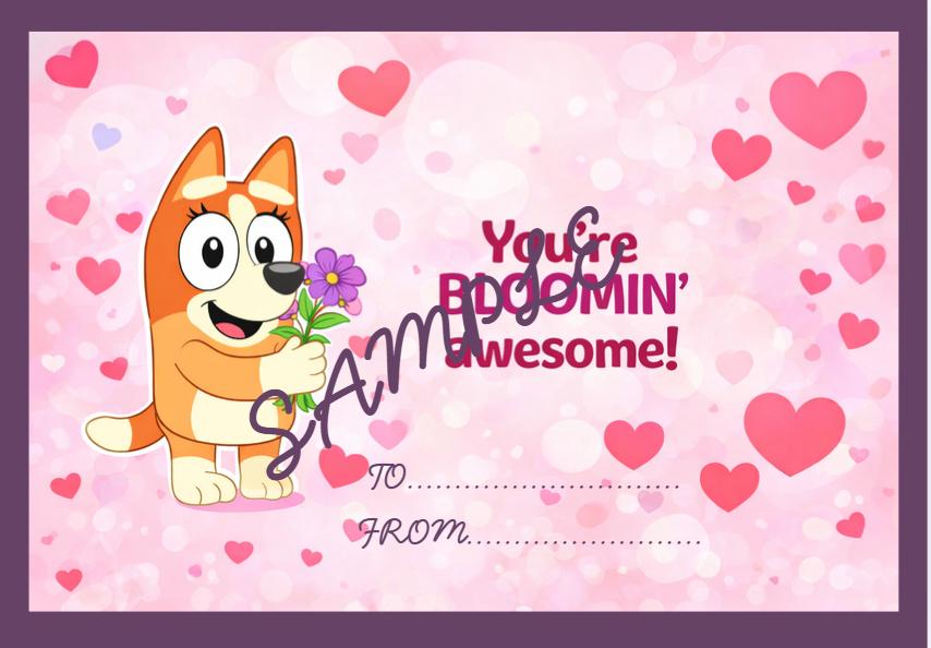 Valentine’s Day Cards for Kids | Blue Dog Pun Printables | 6 Designs | Instant Download