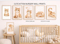 Kitten Nursery Wall Art Set | Soft Watercolour Cat Prints for Baby Room | Digital Download