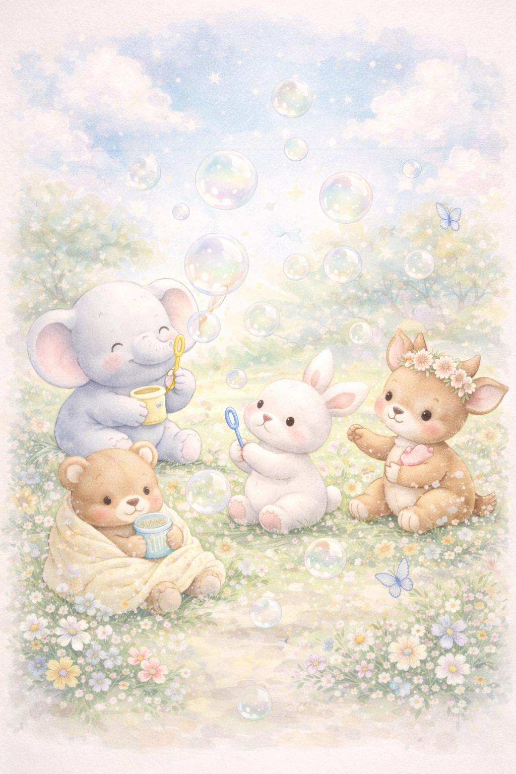 Pastel Animal Nursery Print Set, Baby Room Decor (A2 & A4 Digital Download)