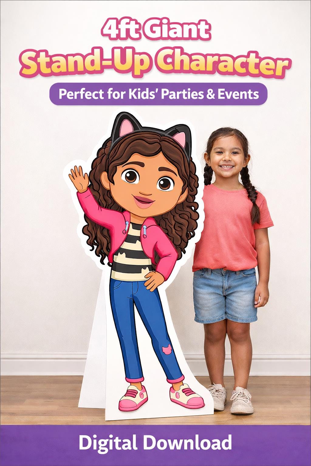 4ft Giant Gabby Stand-Up Character | Kids Party Decor | Birthday Photo Prop | Digital Download