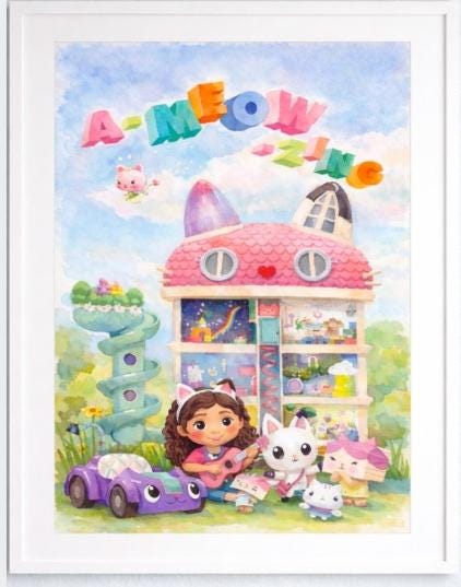 Kids Wall Print – A-Meow-Zing Dollhouse | A2 Poster Printable PDF
