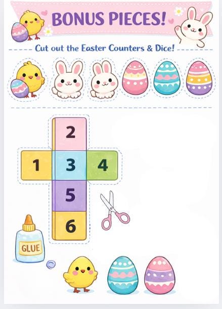 Preschool Easter Activity- dice game for kids
