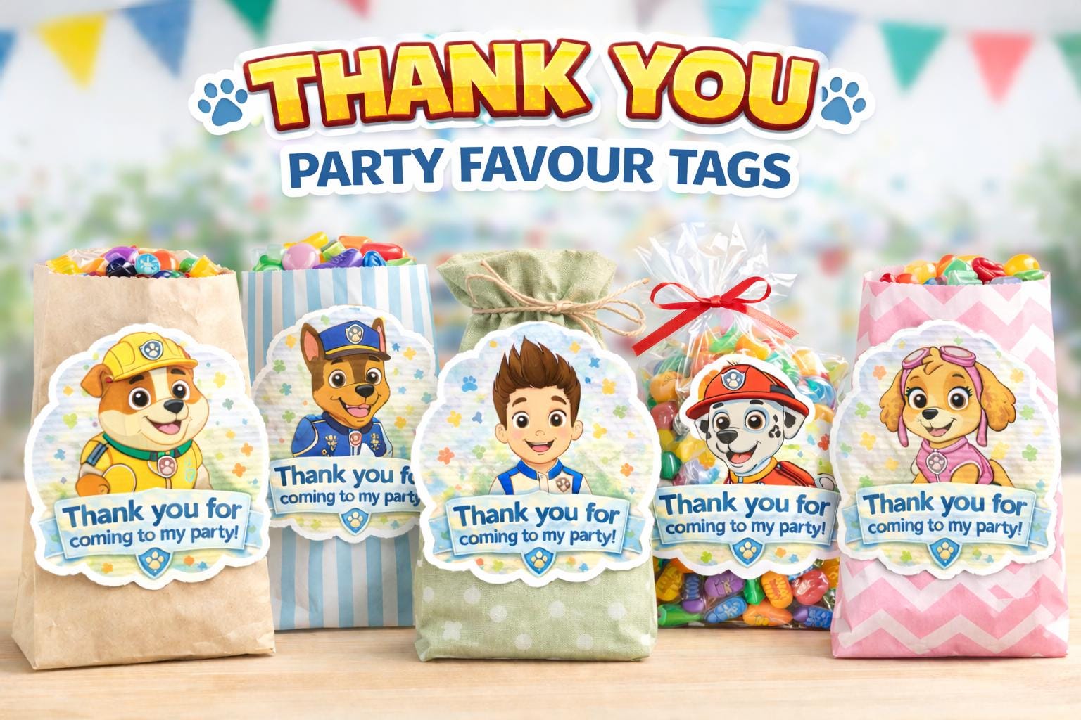 Rescue Pups Party Favour Tags Printable | Instant Download