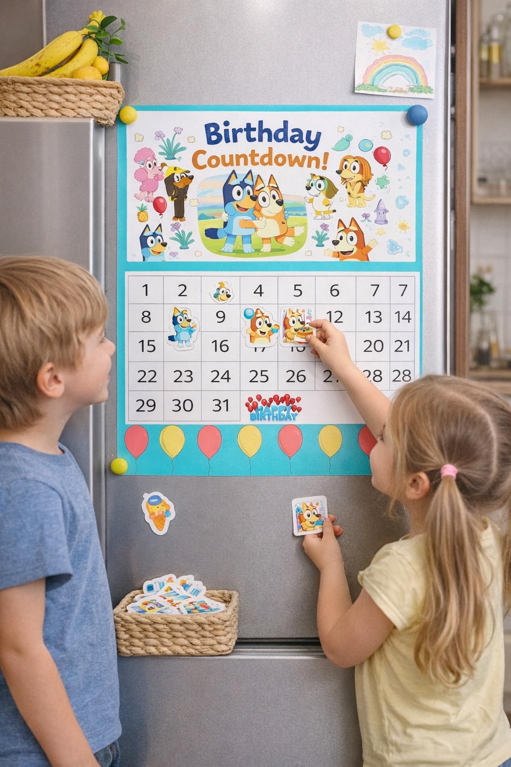 Kids Birthday Countdown Calendar – Cut Out & Glue Daily Countdown Printable