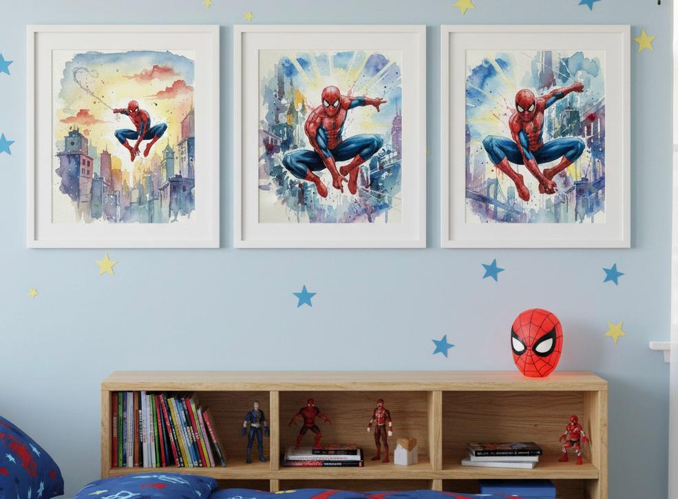 Superhero Wall Art Printable | Watercolour Comic Hero Art | Kids Room | A4 A2 Digital Download
