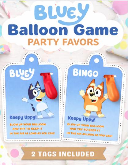 Blue Dog Keepy Uppy Balloon Game | Printable Party Favors (Instant Download)
