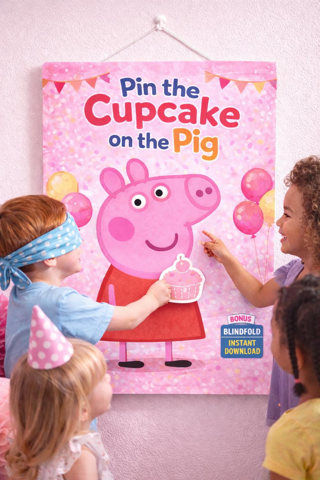 Pink Pig Birthday Party Bundle | Printable Party Games & Cupcake Activity