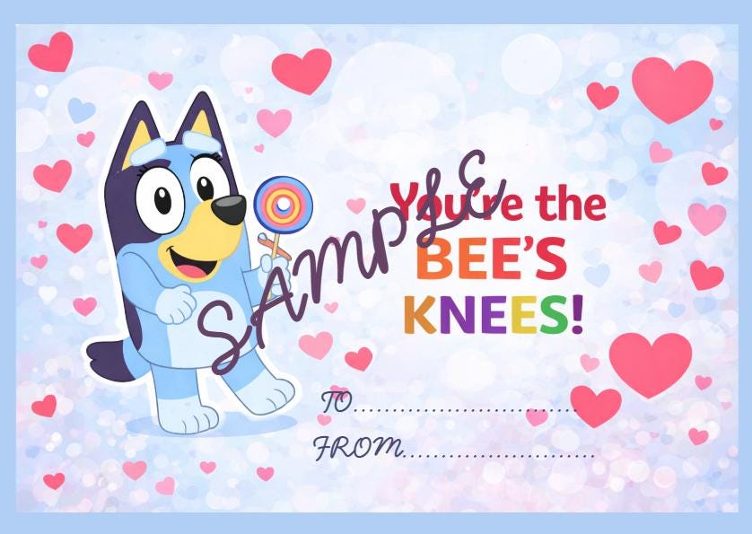 Valentine’s Day Cards for Kids | Blue Dog Pun Printables | 6 Designs | Instant Download