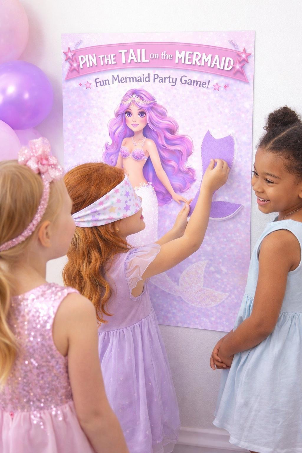 Mermaid Pin the Tail Party Game Printable | Kids Birthday Game | Instant Download