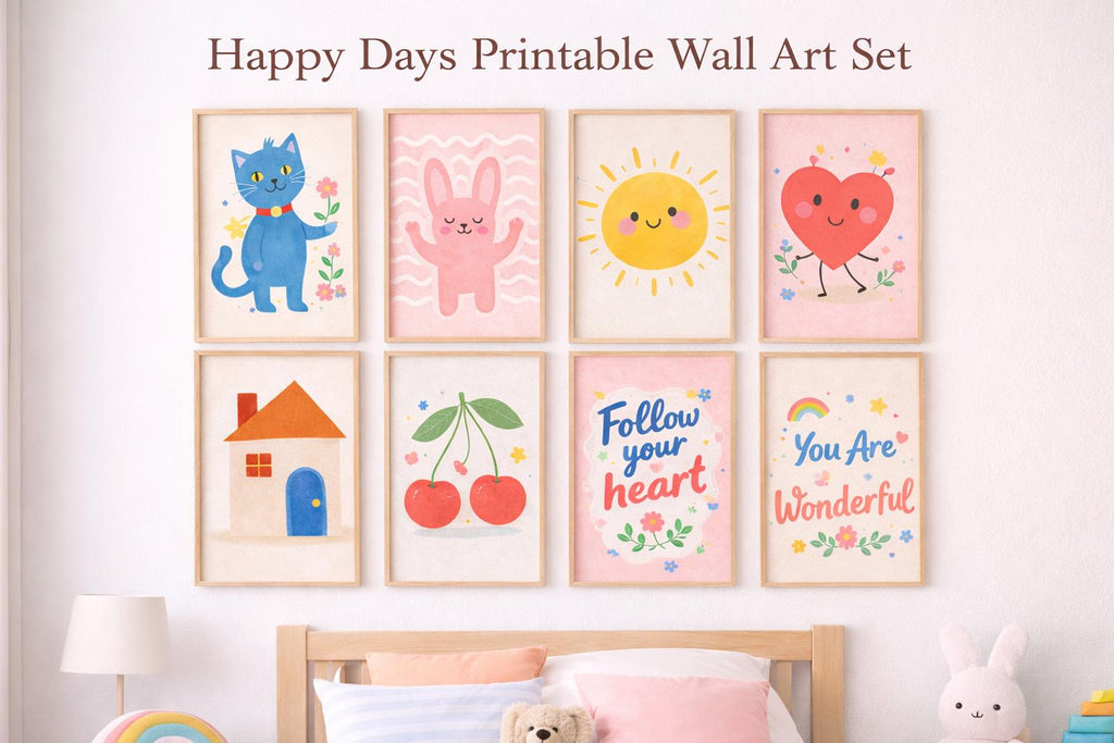 Happy Days Kids Printable Wall Art | Kids Room Decor | A4 & A2