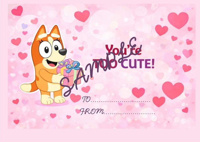 Valentine’s Day Cards for Kids | Blue Dog Pun Printables | 6 Designs | Instant Download