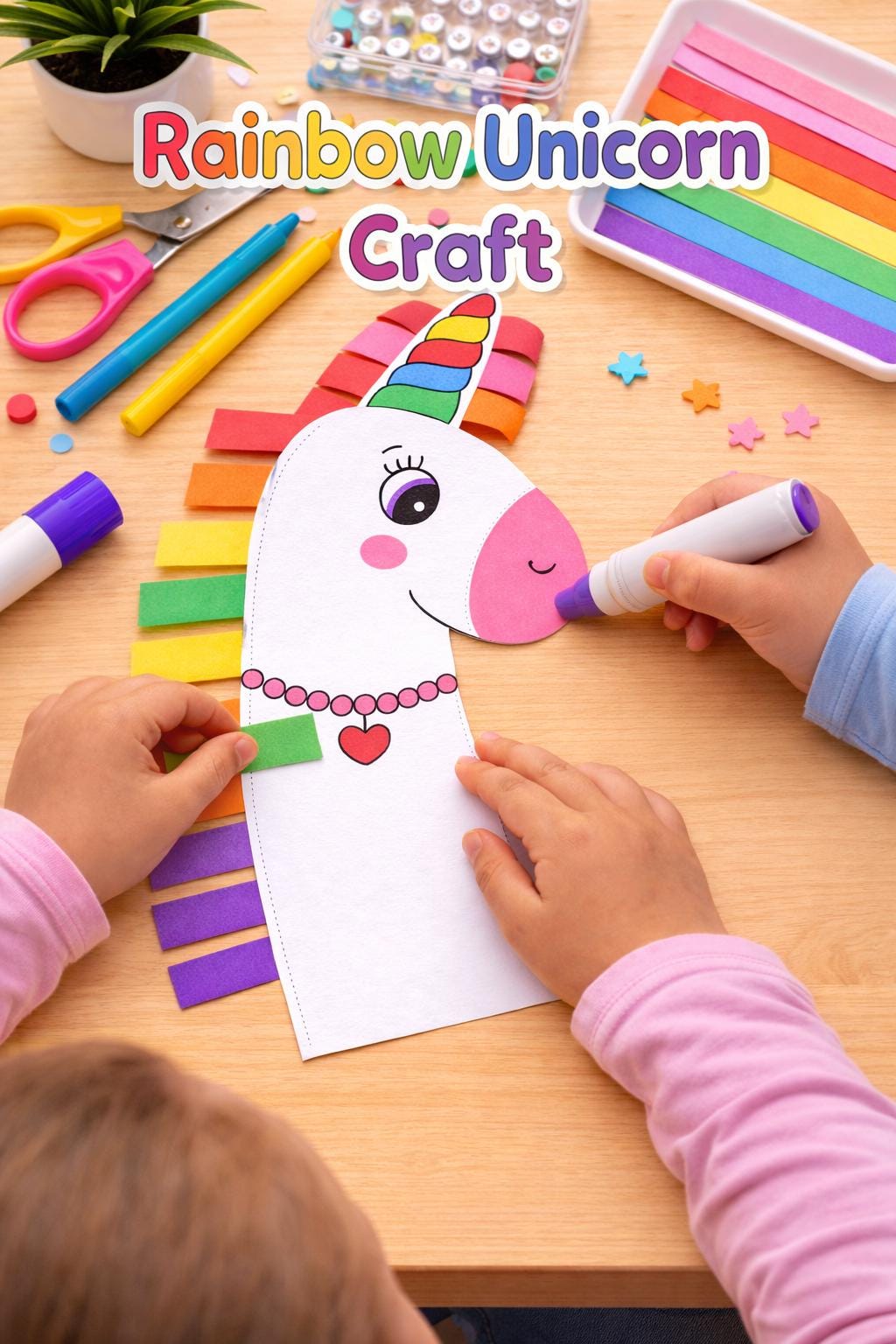 Rainbow Unicorn Craft Printable | Cut and Paste Kids Activity (PDF Pattern)
