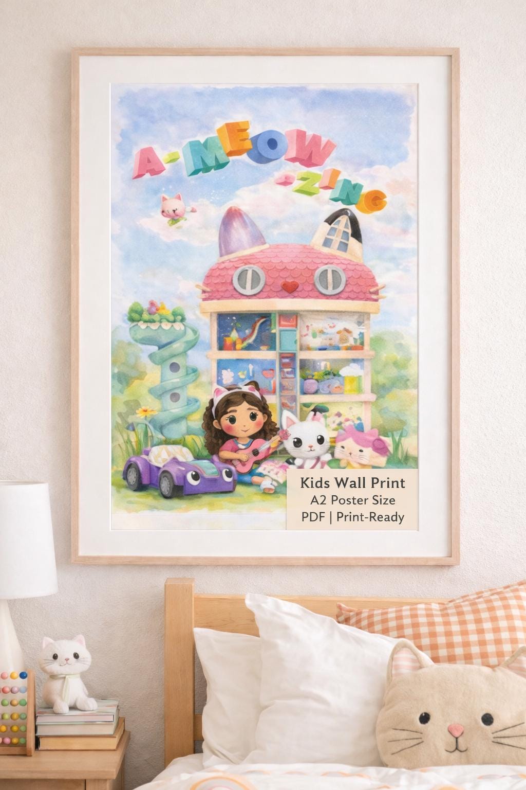 Kids Wall Print – A-Meow-Zing Dollhouse | A2 Poster Printable PDF