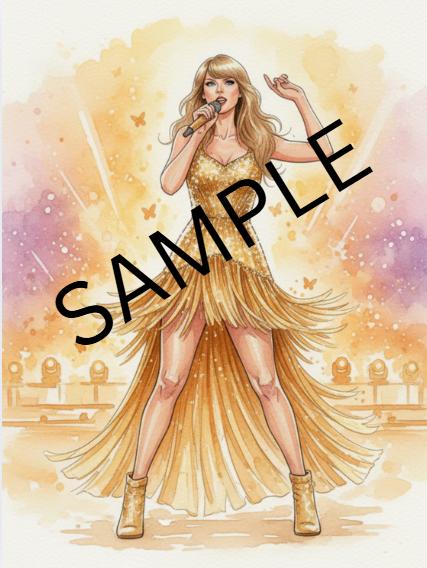 Popstar Concert Wall Art Printable | Watercolour Music Illustration | Bedroom Poster | A4 A2 Digital Download