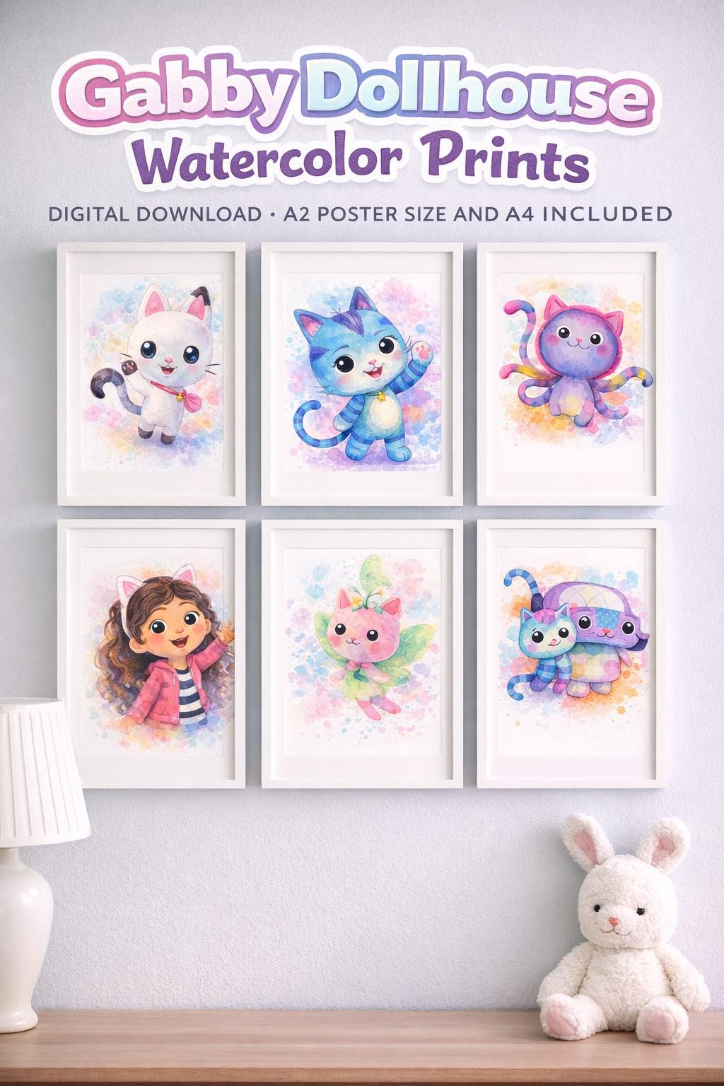 Gabby Inspired Watercolour Wall Art | Printable Kids Bedroom Decor