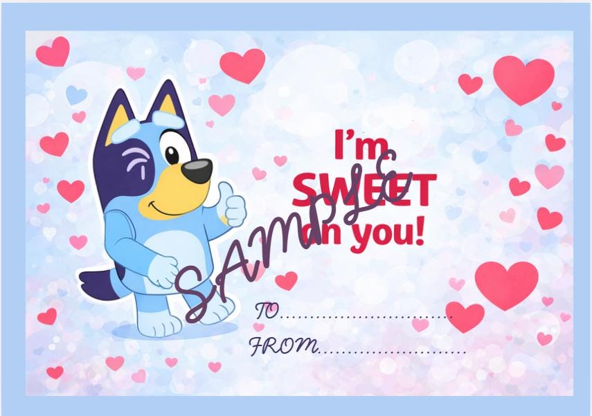 Valentine’s Day Cards for Kids | Blue Dog Pun Printables | 6 Designs | Instant Download