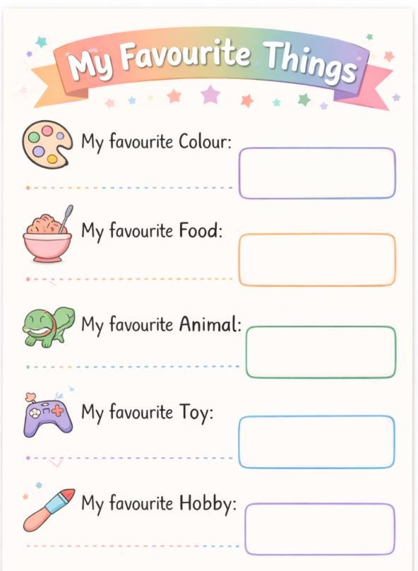 All About Me – Printable Workbook (10 pages)