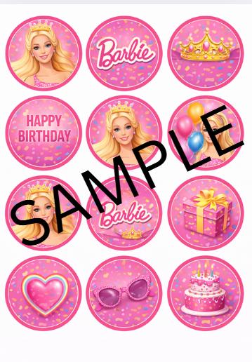 Pink party Cupcake Toppers Printable | Girls Birthday Party Decorations| Instant Download