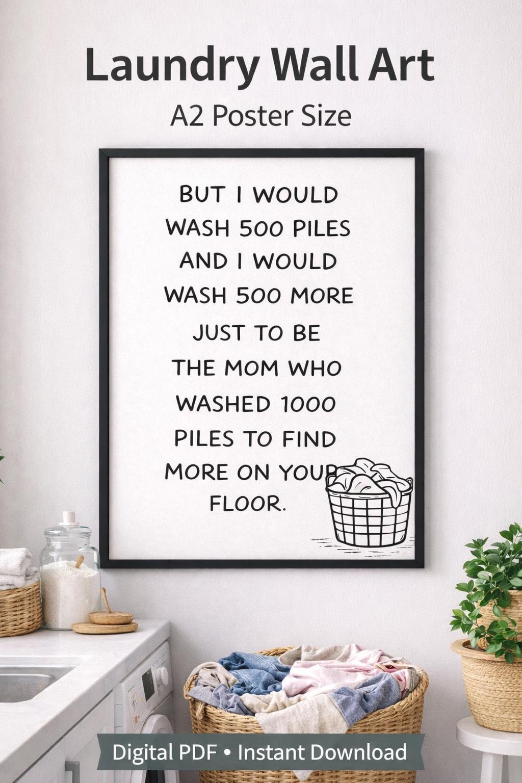 Funny Laundry Room Wall Art | Mom Laundry Quote Printable | A2 Poster | Digital Download