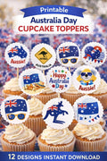 Australia Day Cupcake Toppers Printable | Aussie Party Decorations | 12 Designs | Instant Download