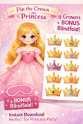 Pin the Crown on the Princess - Party Game Printable