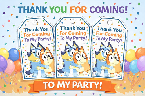 Blue Dog - Thank You Tags Printable | Kids Party Favour Tags | Instant Download