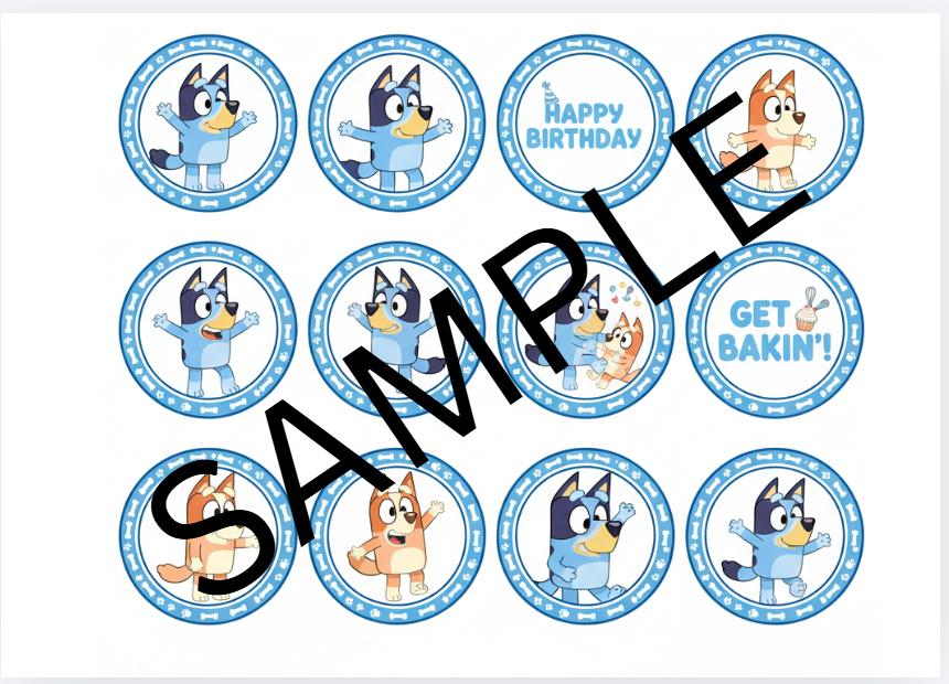 Blue Dog Cupcake Toppers Printable | Kids Birthday Party Decor | Digital Download