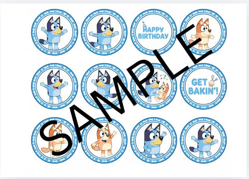 Blue Dog Cupcake Toppers Printable | Kids Birthday Party Decor | Digital Download
