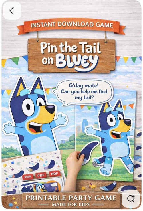 Blue Dog Party Printable Bundle | Kids Birthday Games, Decorations & Cupcake Toppers