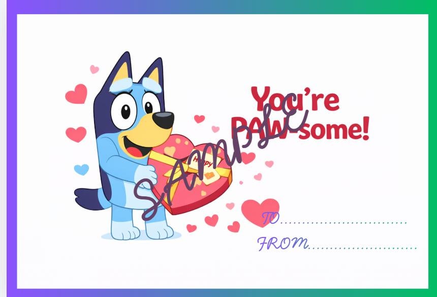 Valentine’s Day Cards for Kids | Blue Dog Pun Printables | 6 Designs | Instant Download