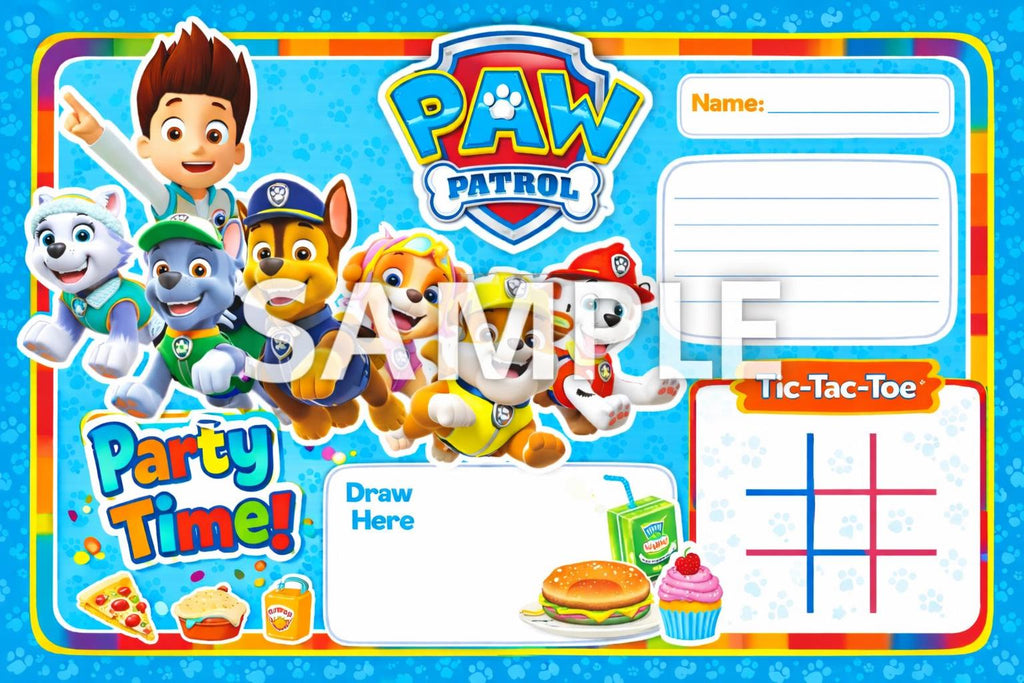 Rescue pups Party Placemat Printable | Kids Activity Placemat