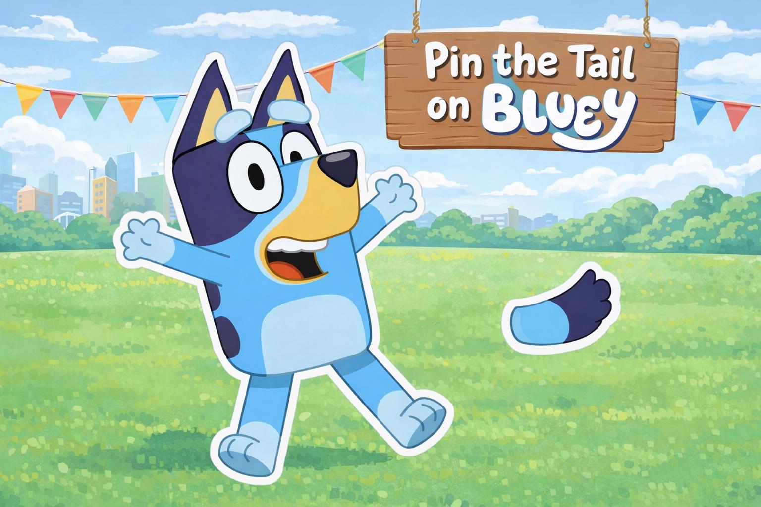 Pin the tail on the Blue Dog  party game
