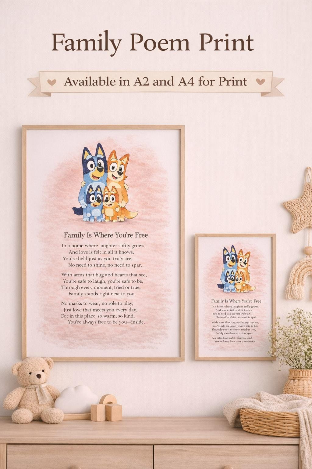Family Poem Printable Wall Art | Neutral Nursery Print | A4 & A2 Sizes