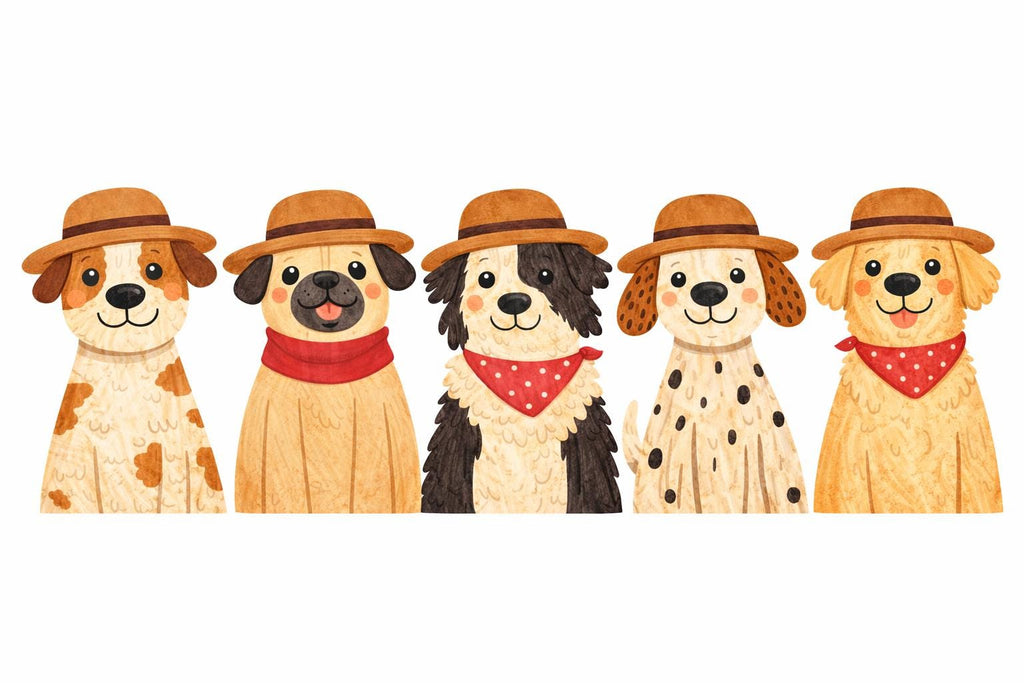 Farm Dog Prints Set, Nursery Wall Art (Digital Download A2/A4 PDF