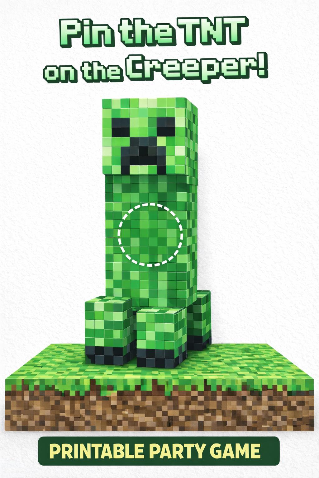 Pin the TNT on Creeper Party Game | Gamer Birthday (Printable)