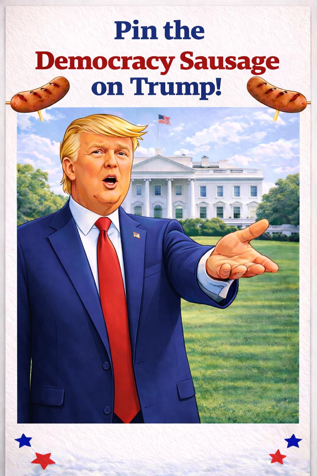 Pin the Sausage on Trump Game | 4th of July Party (Printable PDF)