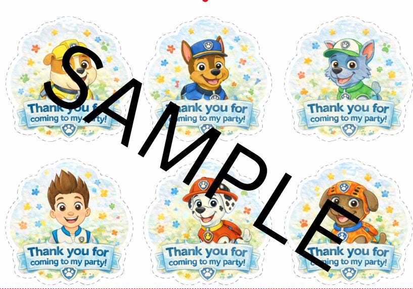 Rescue Pups Party Favour Tags Printable | Instant Download